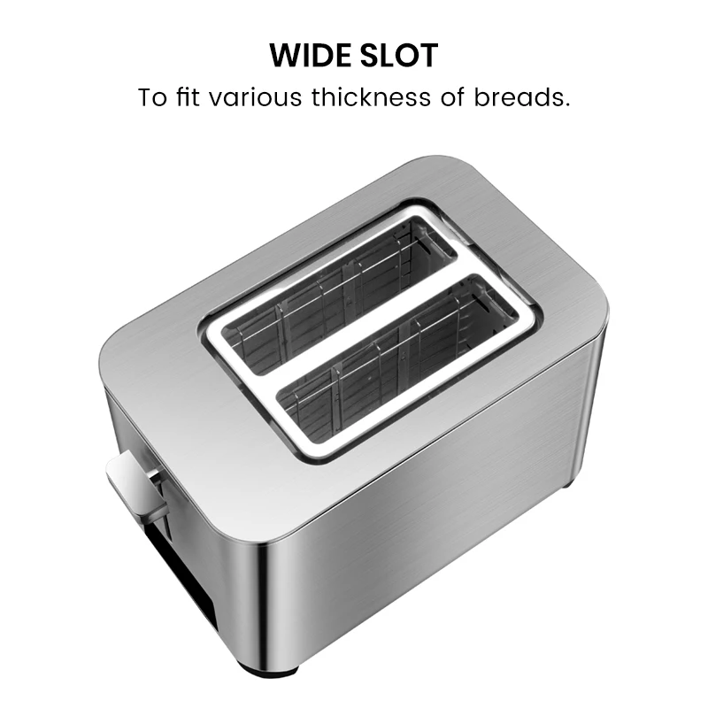 Stainless Steel Retro Bread Oven Two Slice Commercial Touchscreen Toaster With Digital Led Screen