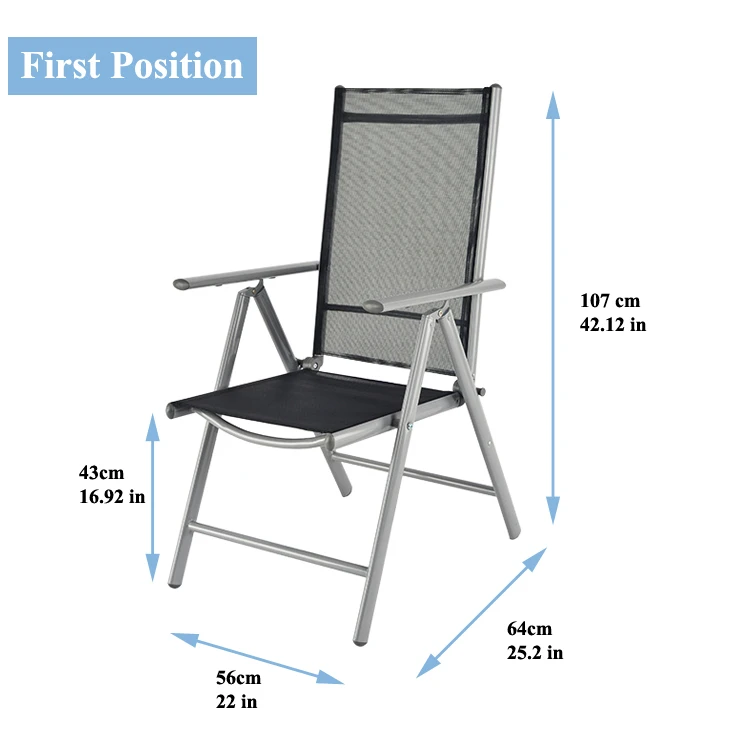 
Wholesale Aluminium Textilener Adjustable Easy Store 7 Position Out Door Chairs 