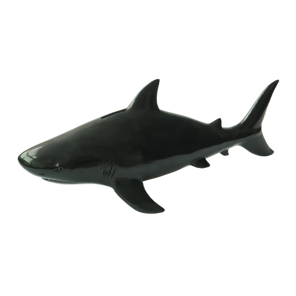 Antique Home Decoration Wholesale Wood Effect Resin Shark Figurine Nautical Beach Decor Polyresin Shark Statue with Metal Base