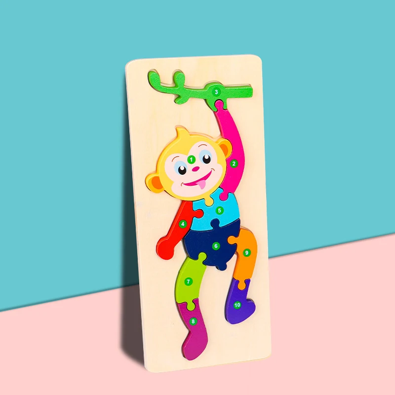 Wholesale Customize best welcome fashion 3d wooden puzzle jigsaw Educational Games Toys for kids