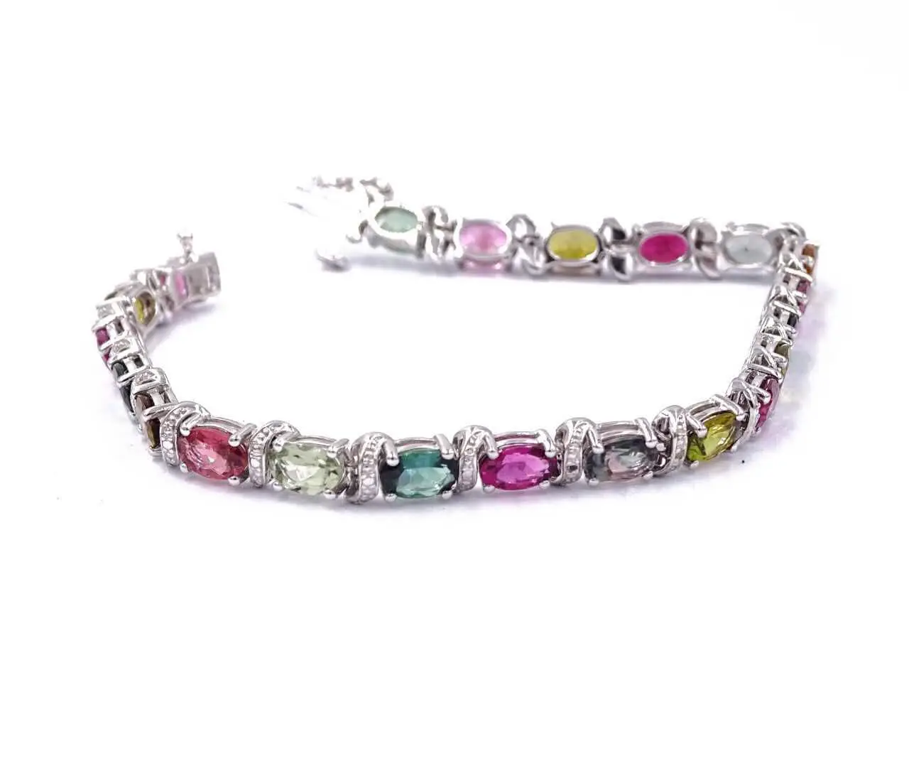 Firstmadam S925 Sterling Silver Colored Gemstone Bracelet Wholesale