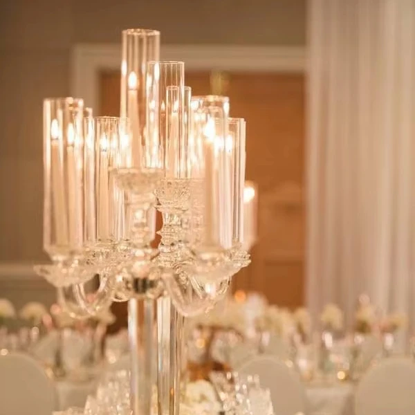MH-TZ059 Crystal Candelabra crystal table chandelier glass cylinder centerpieces crystal wedding candelabra