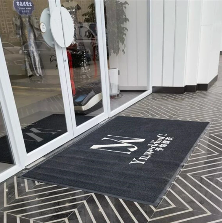 PVC  Welcome Commercial Carpet Black Logo Mat Custom Printed Rubber Floor Entrance Door Mat for Store
