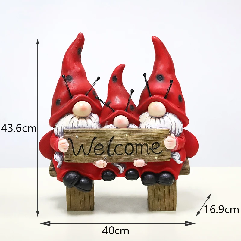Redeco Hot Sale Led Gnomes Magnesium Oxide Crafts Cute Wholesale Garden Gnomes Magnesium Oxide Crafts