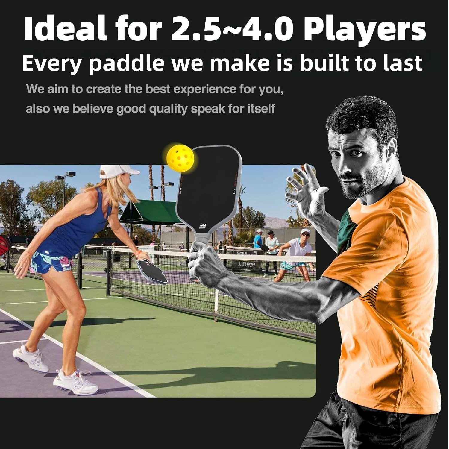 Professional T700 Pickleball Paddle Fabric Frosted Texture 3k Carbon Fiber Usapa Pickleball For Competitions