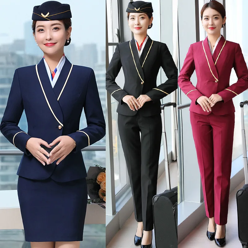 Custom flight attendant airline uniform suit hotel uniform beauty salon work uniform