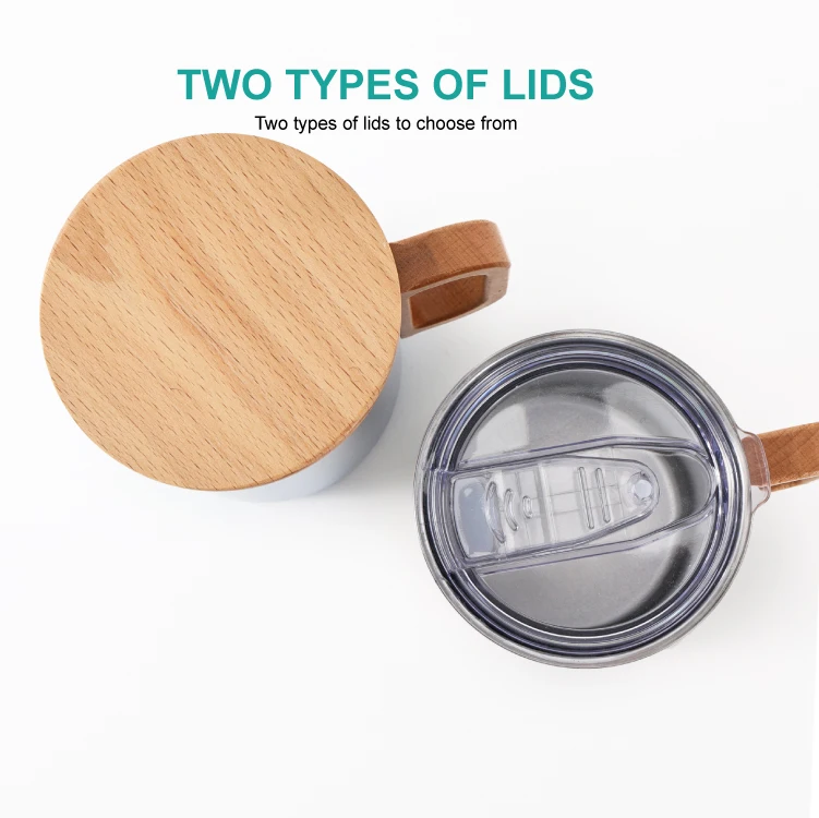 Customized 10oz 12oz Sublimation Coffee Mug Stainless Steel Insulated Tumbler with Bamboo Lids