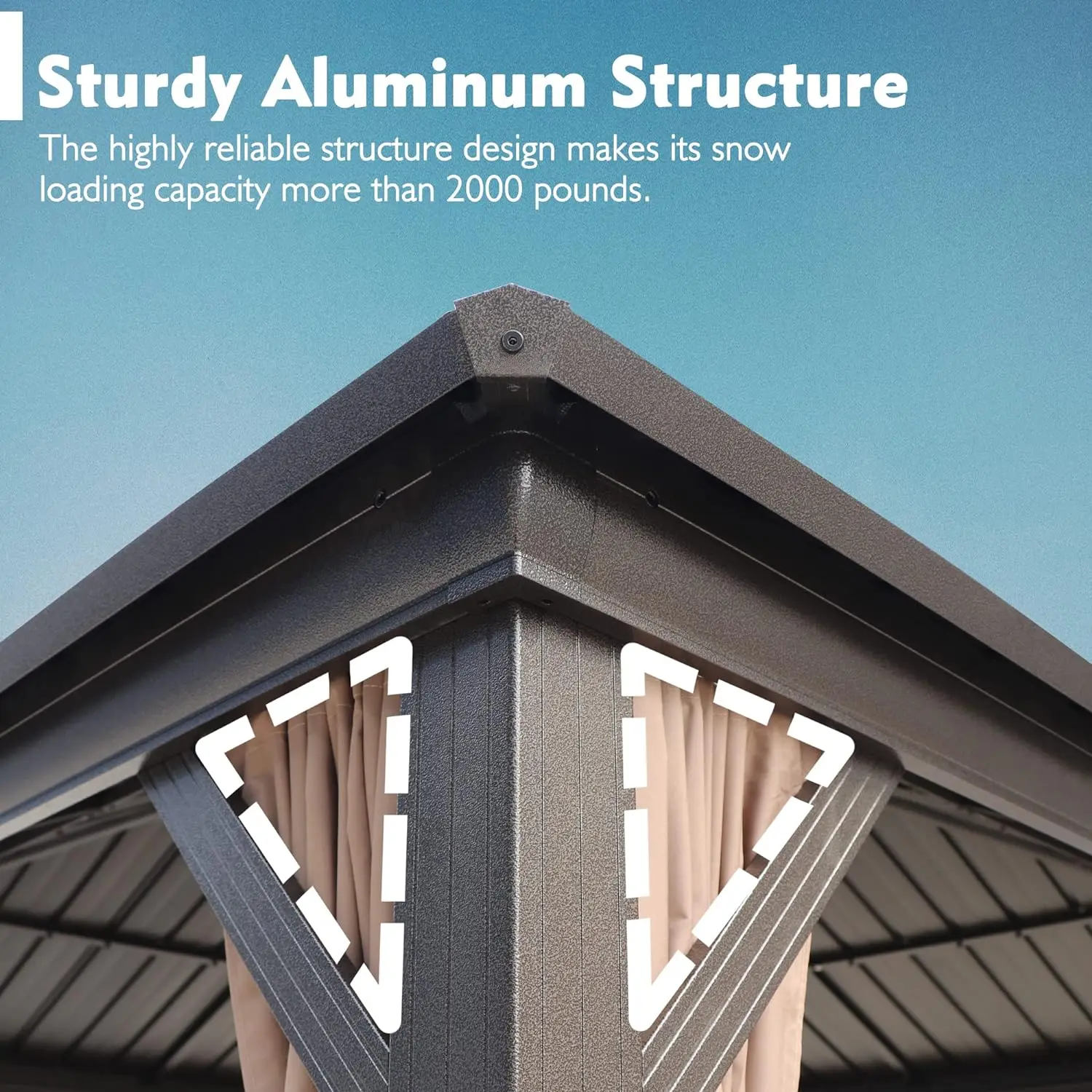 WholesaleHardtop Aluminum Permanent Gazebo with 2-Layer Sidewalls