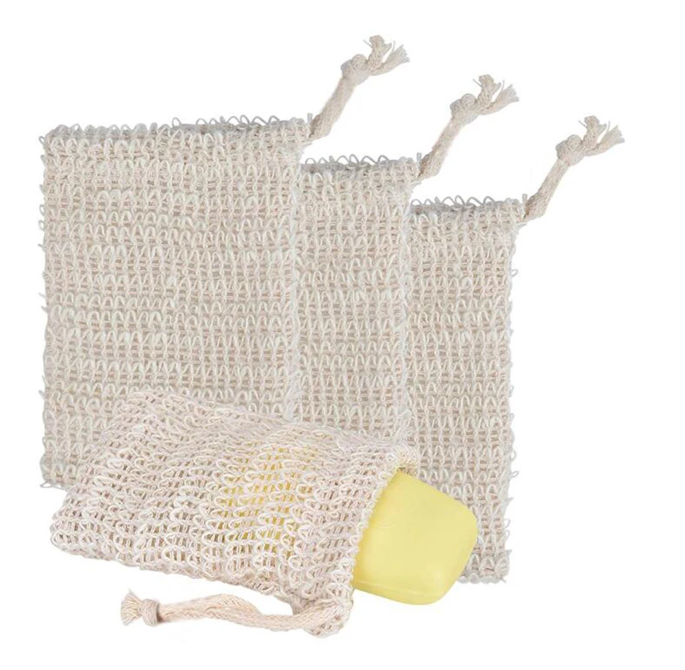 Оптовая продажа высокое качество Пользовательский логотип этикетка натуральный цвет сеточка для мыла из