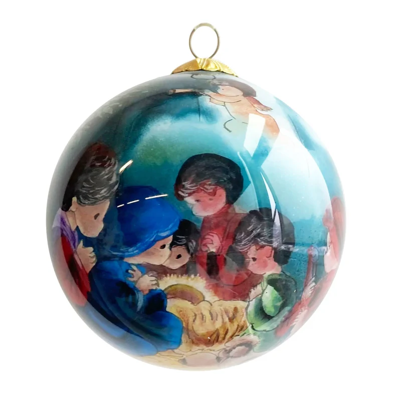Custom Religious Inside Painted Christmas Glass Ball Ornaments