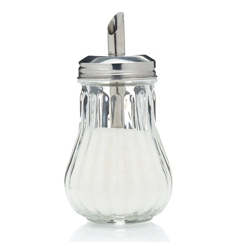 
7oz Glass Sugar Dispenser Jar With Metal Lid Salt Shaker 