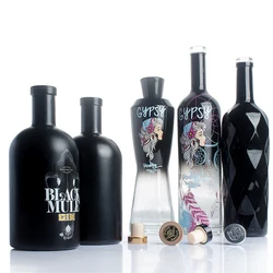 700ml 750ml 1liter logo printing extra flint gin whisky custom vodka bottle oslo botella de vidrio 700ml glass spirit bottle