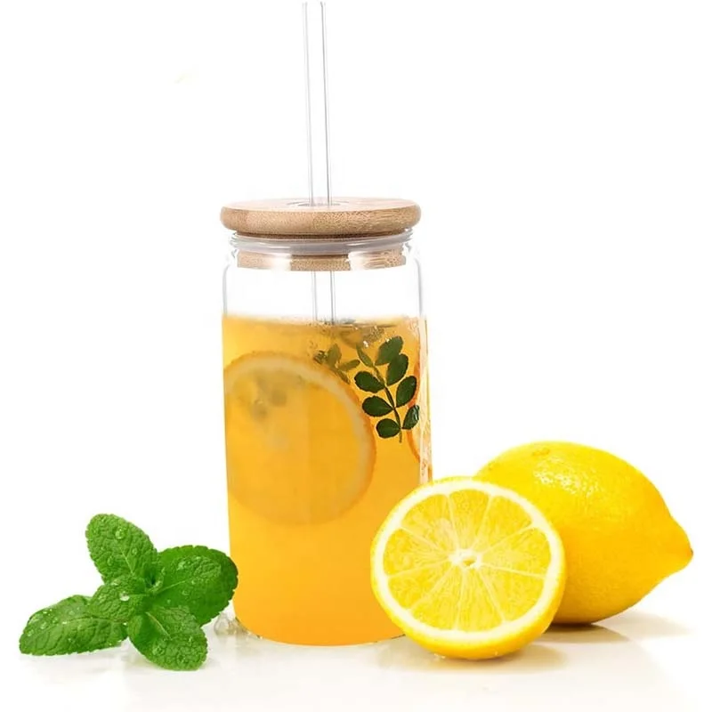 Tumbler with Bamboo Lid and Straw Tea Glasses for Hot Cold Beverage Thermal Shock Resistant Mugs for Cappuccino Latte Espresso