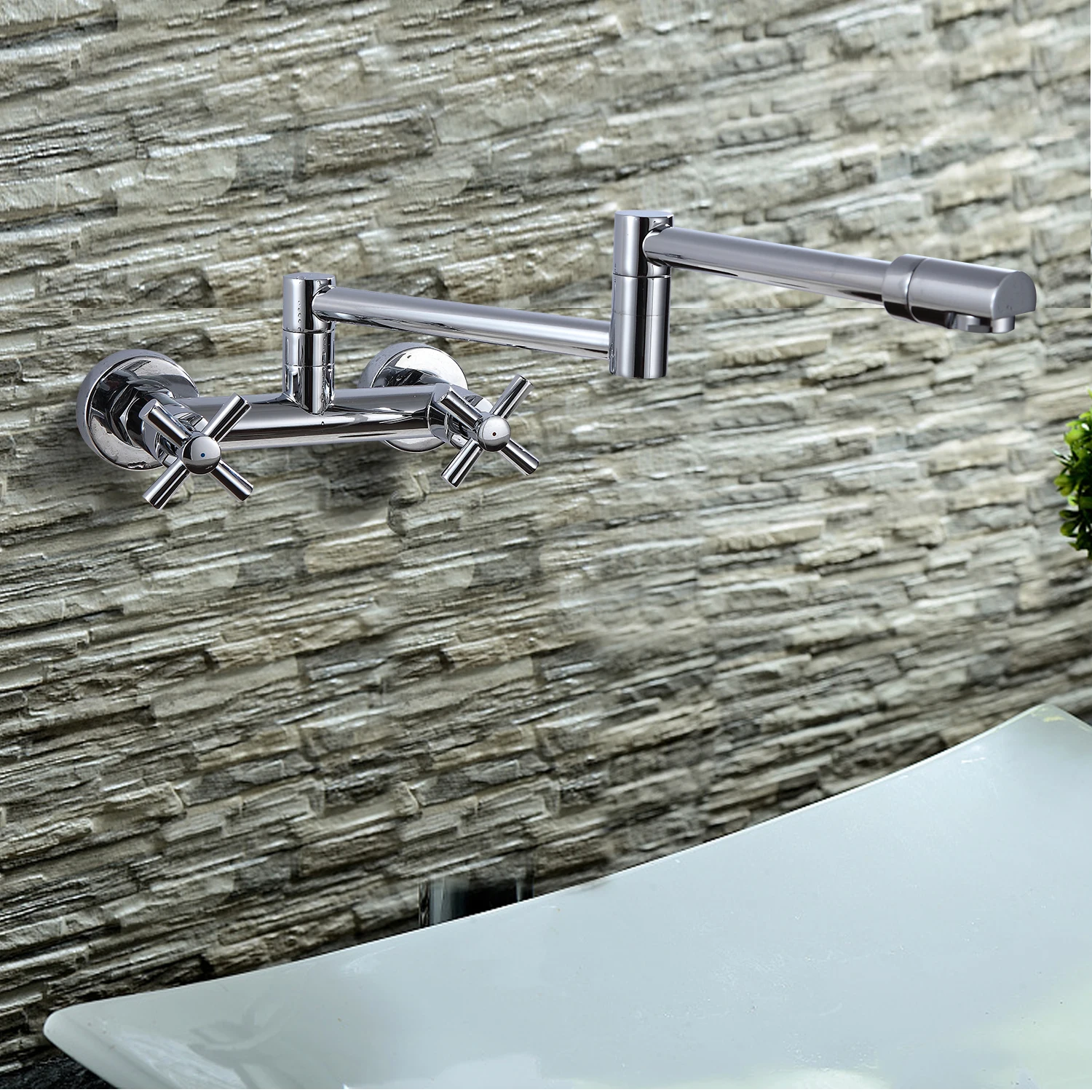 China factory import wall mounted watermark rotatable kitchen cross handle taps industrial sink wash hand commercial  faucet