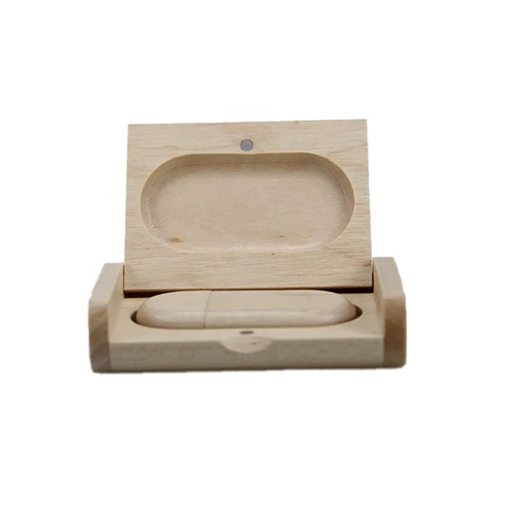 Wholesale China factory handmade natural color maple wooden box usb flash drive