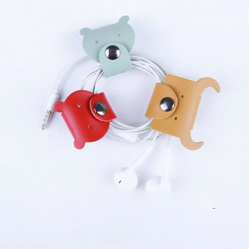 Factory Price Wholesale Gifts Earphone Cable Storage Buckle Cowhide Unisex Living Room Durable Leather Date Cable Storage