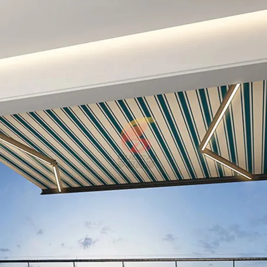 Awning Outdoor Motorized Patio Awning Sunshade Awning Fabric Roofing Hot Sale Customized Acrylic Full Cassette Retract Pvc 1 Set