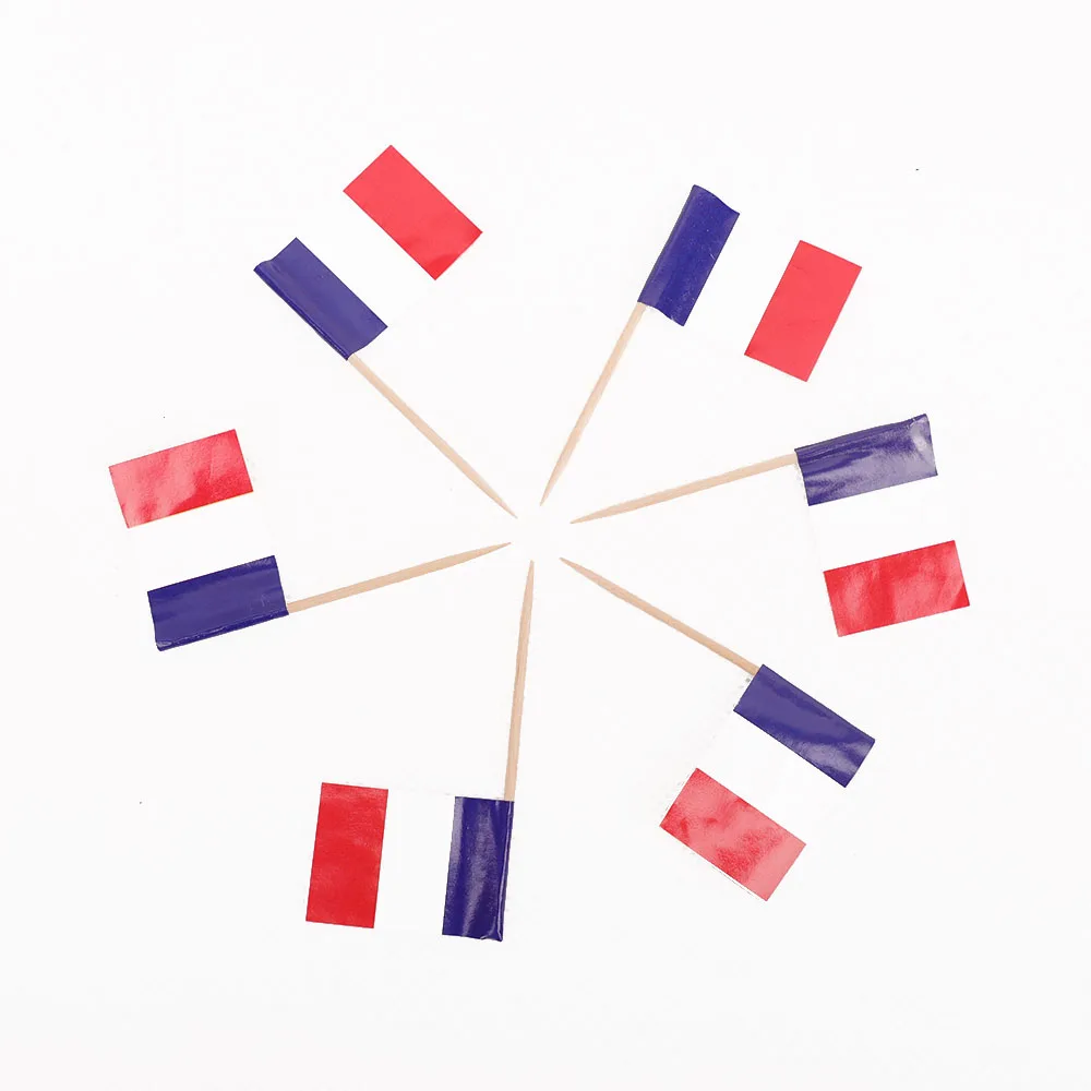Wholesale Promotional Disposable Decorative Cupcake Wood Material Flag Toothpick