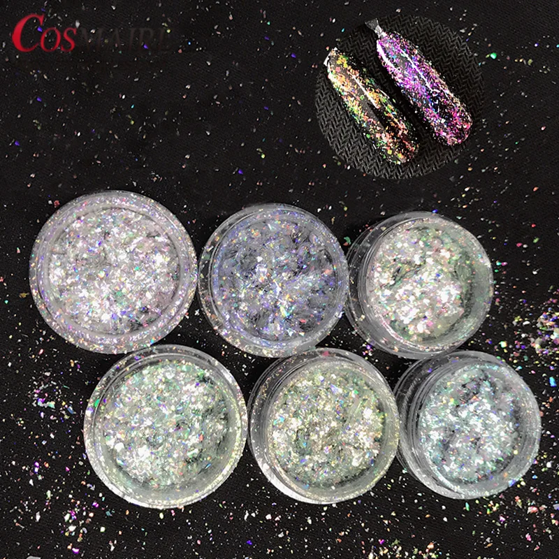 Wholesale Aurora Holographic Flakes Multicolor Nail Pigment Powder