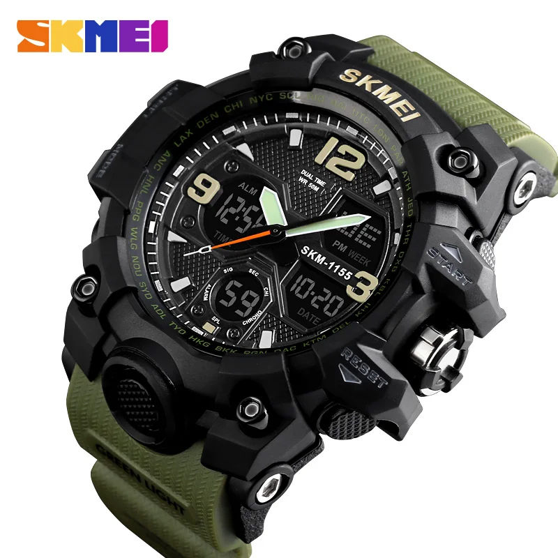 China popular wrist watch supplier Skmei 1155 men analog digital wristwatch sport watch men relojes hombre