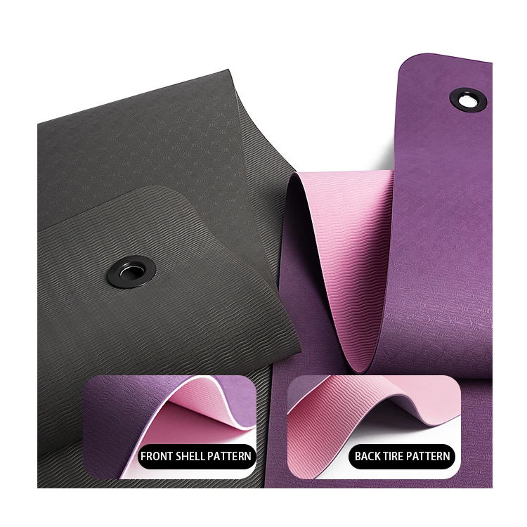 Factory eco friendly gromme hanging 6mm TPE  yoga mat with hole eyelet