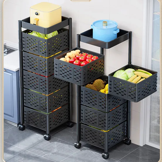 GOURMAID Kitchen Rotating Storage Rack 3 4 5 Layers Storage Shelf