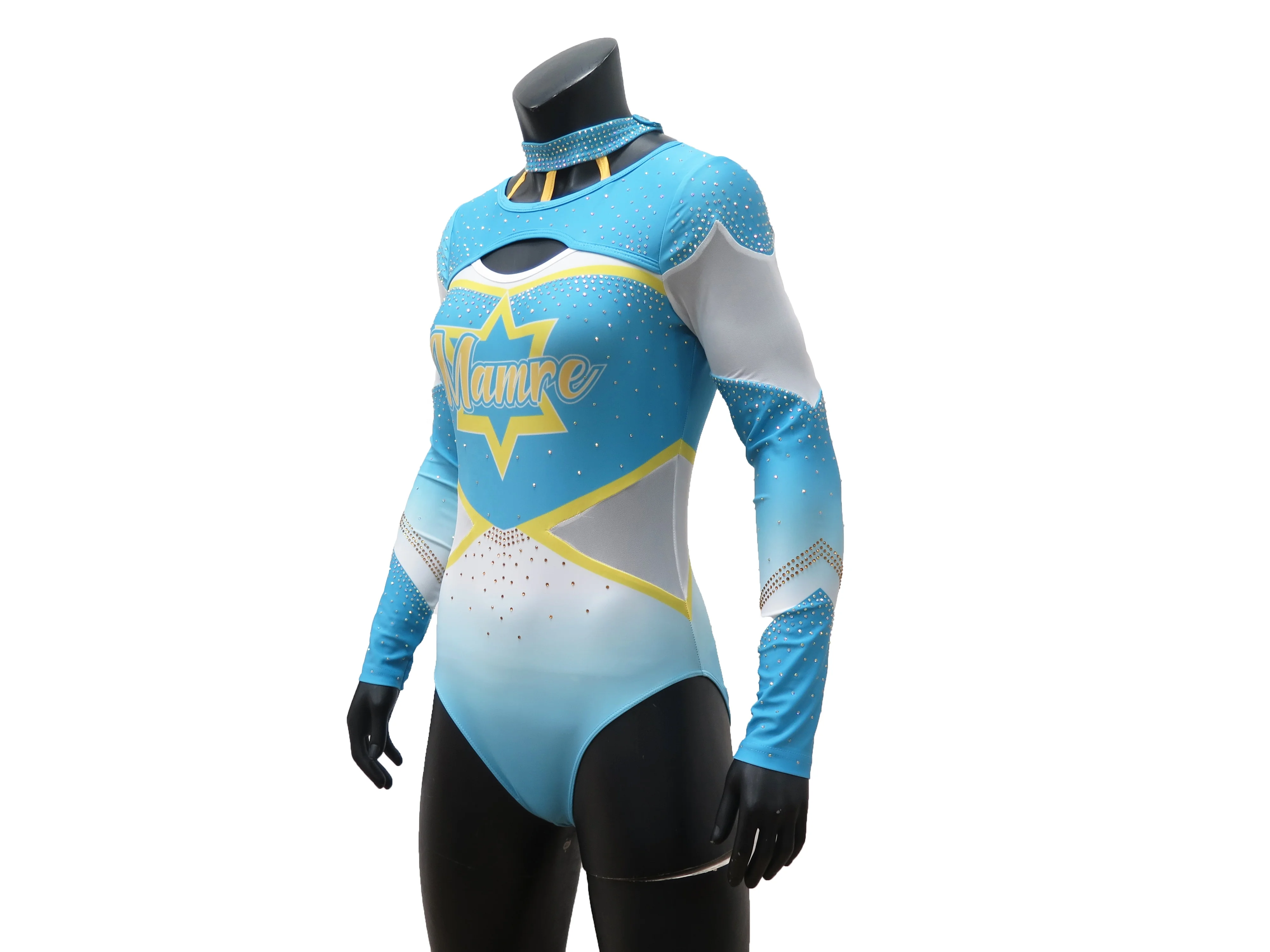 Оптовая продажа, дизайнерская униформа для чарлидинга с длинным рукавом для девушек со стразами, сублимационная одежда