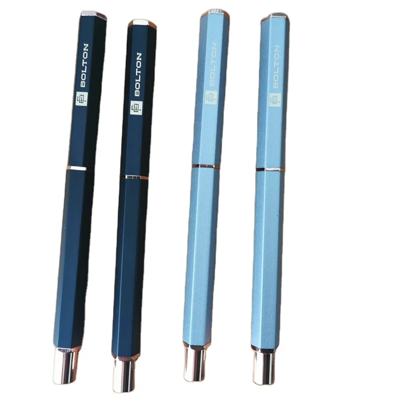 brass material luxury Customised logo contrast color barrels fancy metal roller hexagonal pen