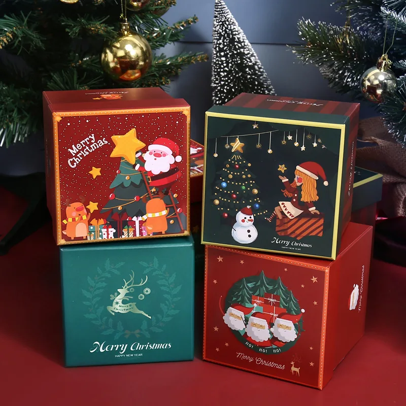 Wholesale OEM New Design Green Red Christmas Gift Box Christmas Eve Apple Candy Gift Box