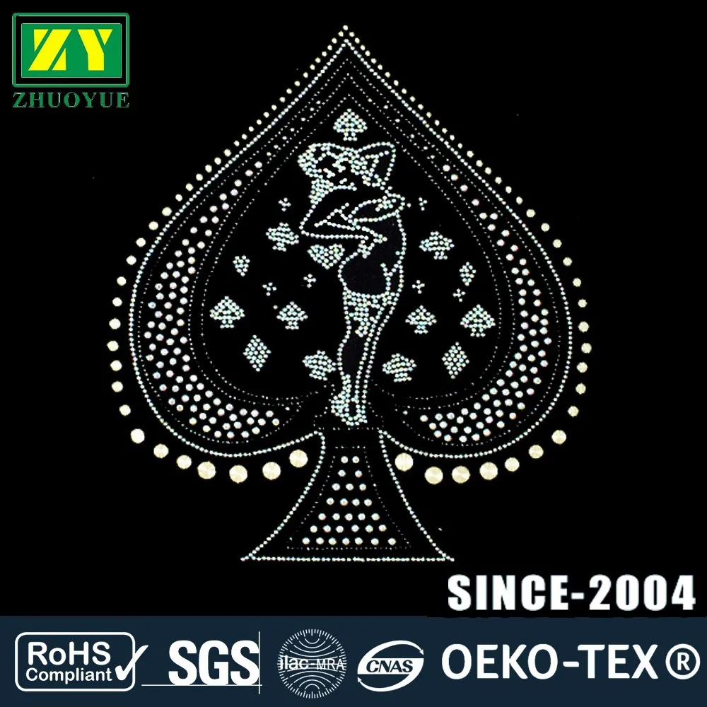 
Heart Shape Rhinestone Decals For Shirts / Good Stickness Hotfix Applique 