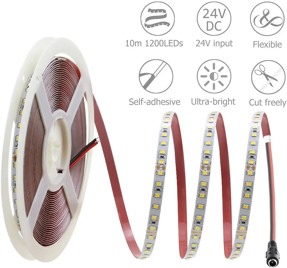 High Lumen CRI80 DC 12V/24V LED Strip Light 120leds/m 2835 Flexible led strip light 5050 ip65 12v