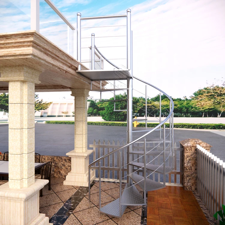 Outdoor metal stairs galvanized  powder coated Steel Straight staircase design