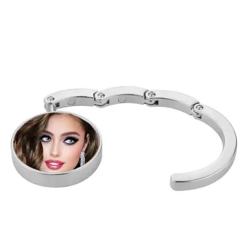 Personalize metal round portable purse hanger sublimation blanks purse hooks