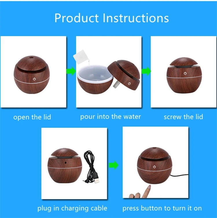 Hot Sale Smart Humidifier 130ml Mini USB Cute Wood Grain 2 in 1 Cool Mist Mushroom Air Humidifier For Home