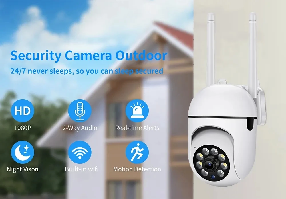 360 Rotating A7 Wifi wireless Cameras Two-way Audio Waterproof Night Vision PIR Detection Smart Alert Full HD Security Camera