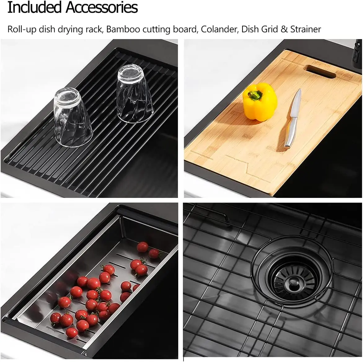 33 Drop In Black Kitchen Sink 16 Gauge Deep Black Stainless Steel Top mount Workstation Kitchen Sink