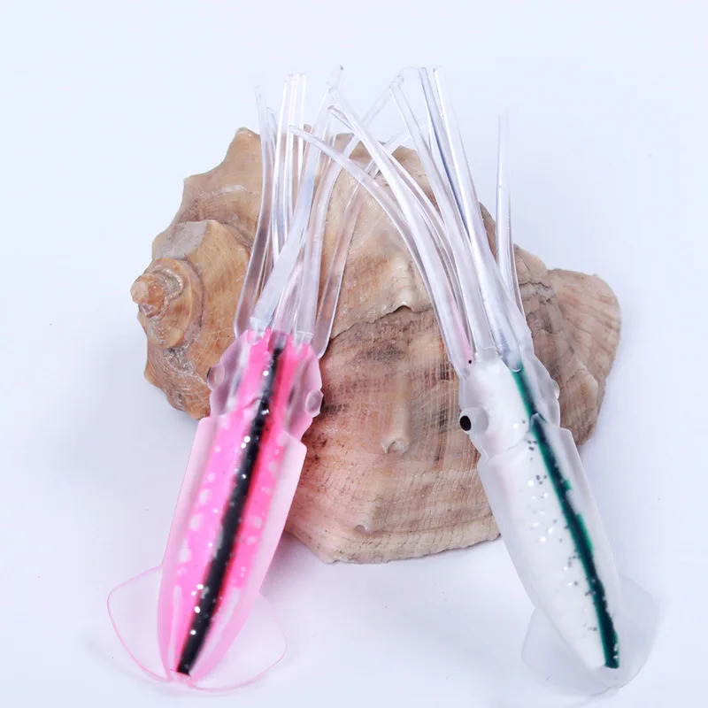 SNEDA Squid Lures Saltwater Luminous Squid Soft Fishing  11.6cm 10g PVC/Silica Gel Lighted Artificial Bait