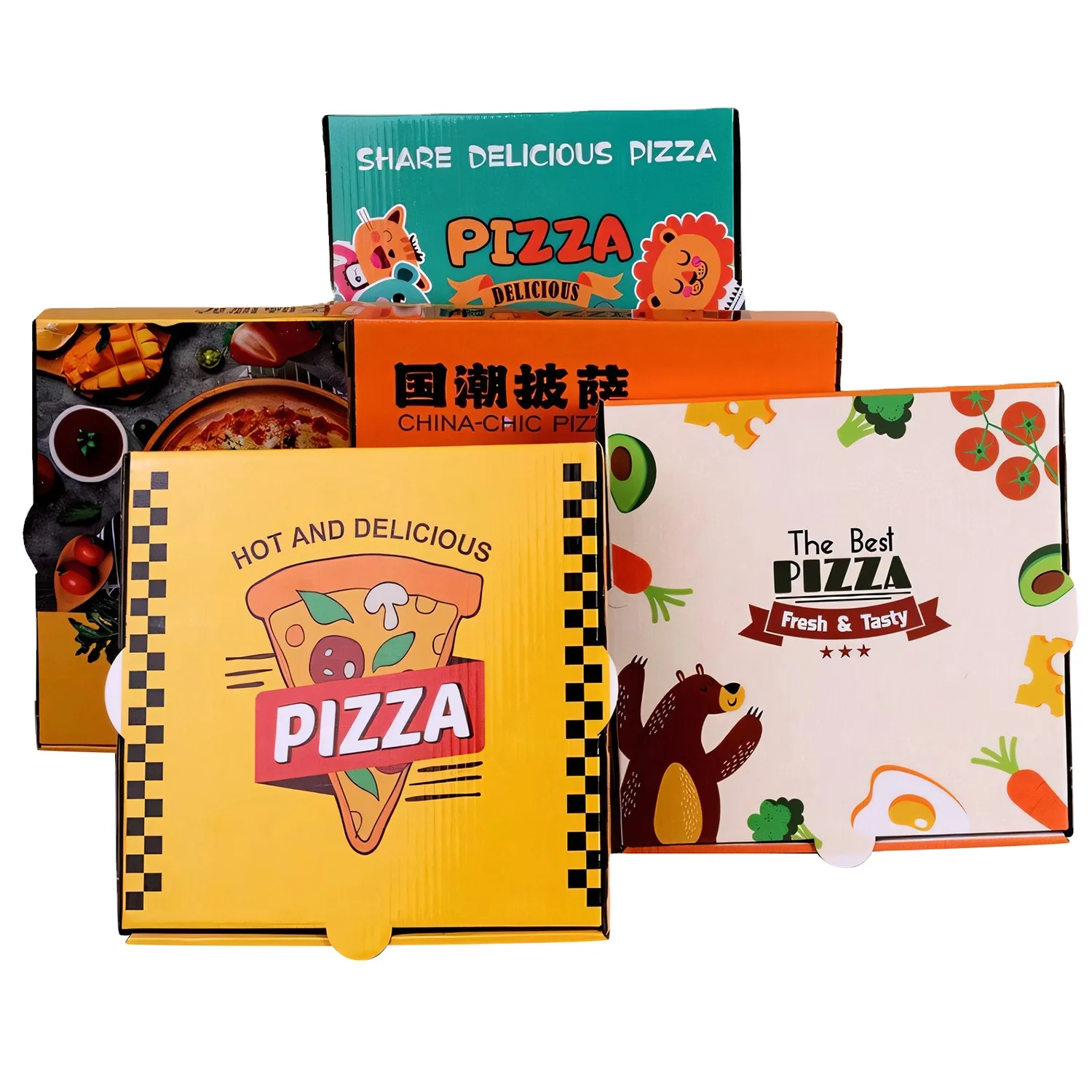 Wholesale Cheap pizza box Chinese factory Corrugated pizza packing box logo print caja de pizza 40x40 box with logo