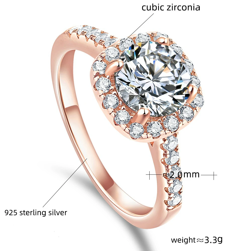 YFN Fine Jewelry 925 Sterling Silver Cushion Cut CZ Diamond Engagement Wedding Ring