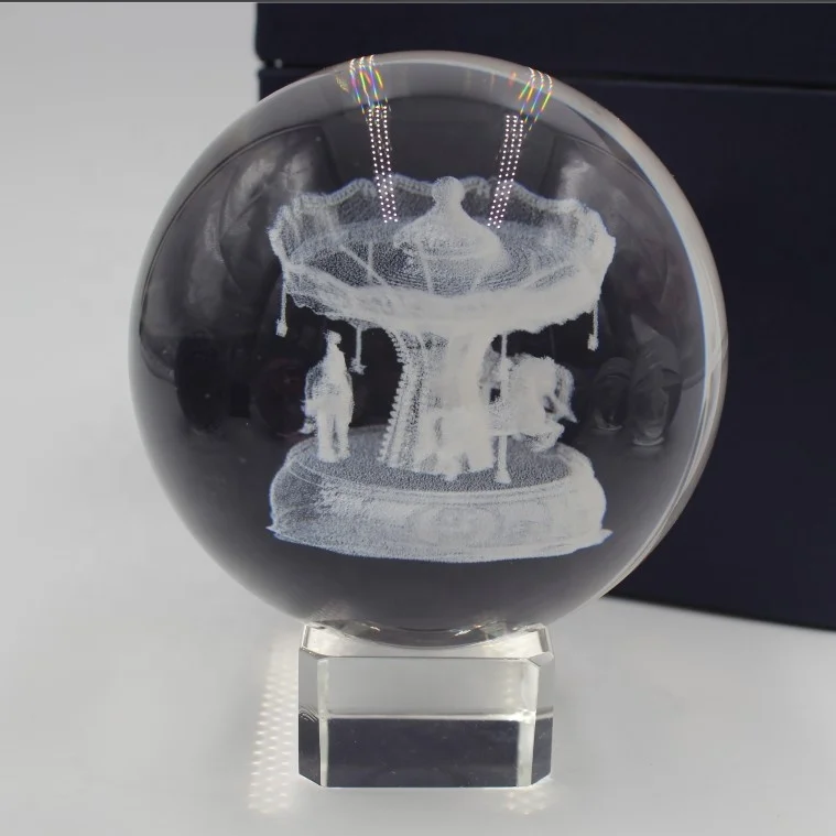 3d laser etched 50mm 80mm 100 mm engraved printing k9 sphere laser crystal  ball for crystal gift