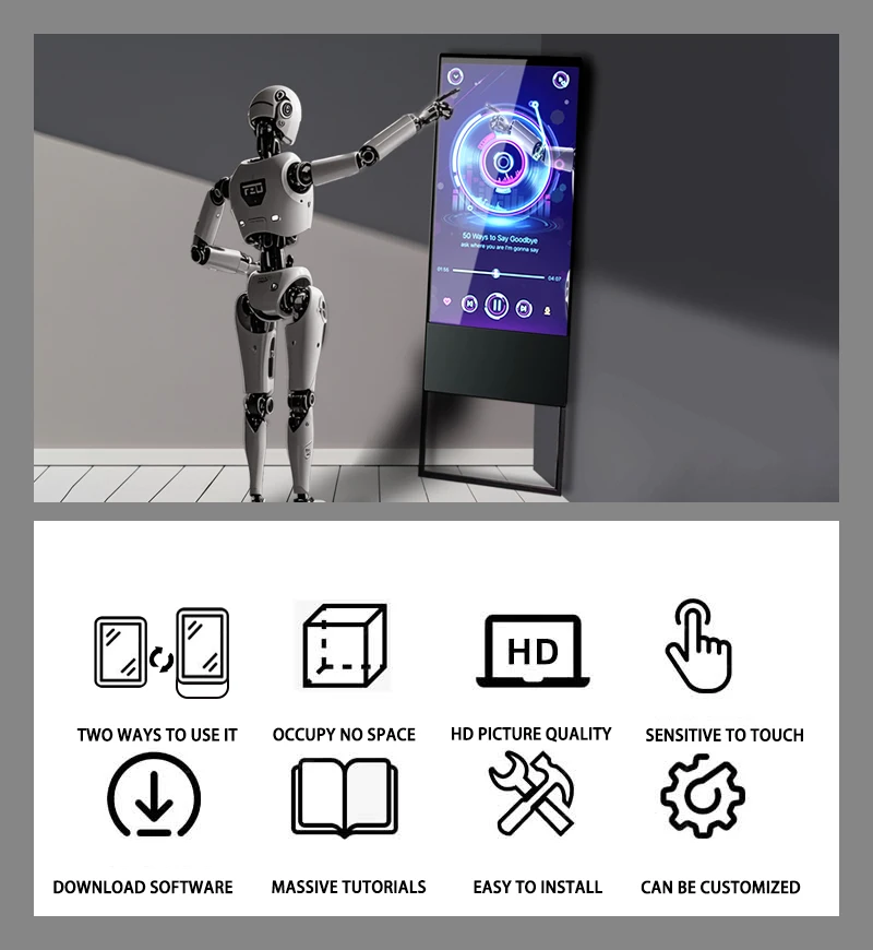 Wholesale Home touch screen mirror with tv android 11 Led bath Gym workout magic Smart Mirror full-length exercise mirror