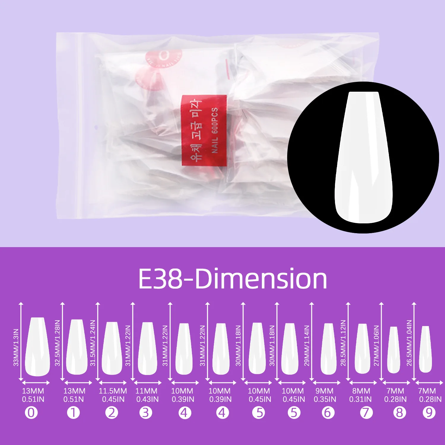 Wholesale Nail art design Finger nail extension half covered with natural transparent French artificial nail tips