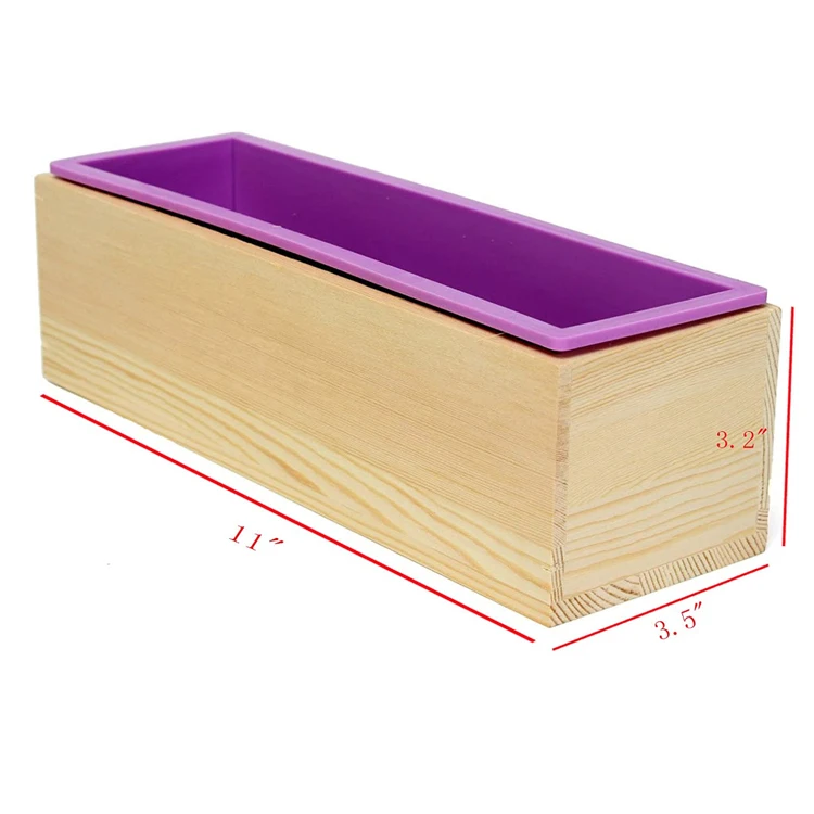 
Rectangular Mold with Silicone Liner and DIY Loaf Swirl Tool DIY Soap Candle Mould 1.2kg Mould Soap Mold with Wood Box 