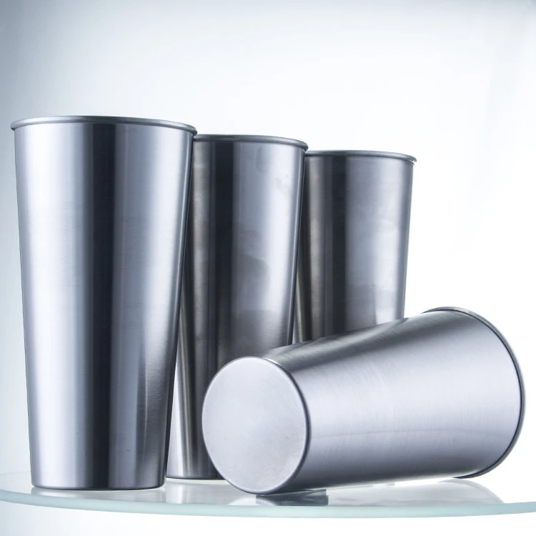 Custom Logo Stainless Steel Cup, Stackable Stainless Steel Pint Cup 16 Oz Water Tumbler Pint Glass
