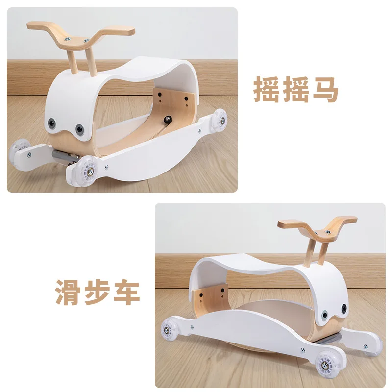 Tiktok Hot  Two-in-one Toddler Rocking Horse Wooden Walker Toy