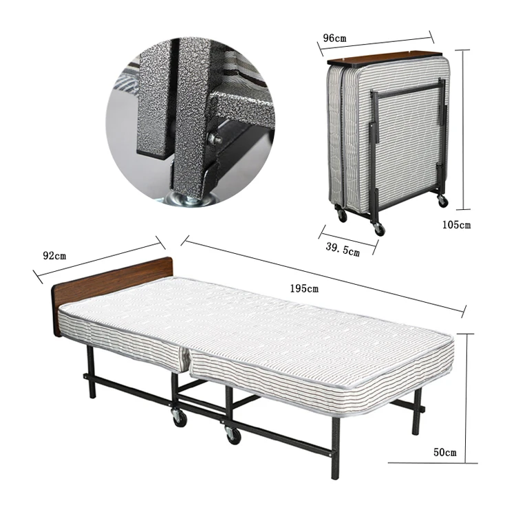 Hotel simple single double portable folding bed china folded bed modern with mattress