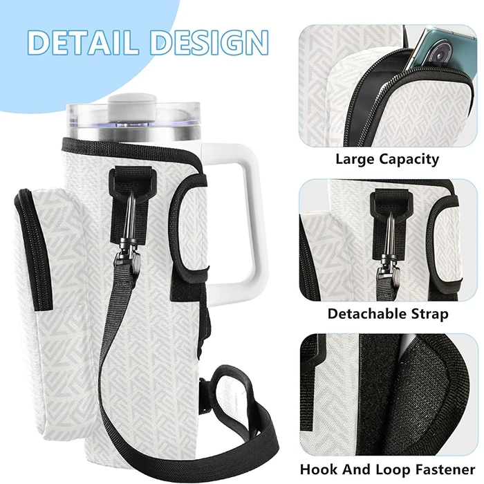 U105 Water Bottle Pouch with Phone Pocket for Walking Running Hiking Crossbody Water Bottle Bag