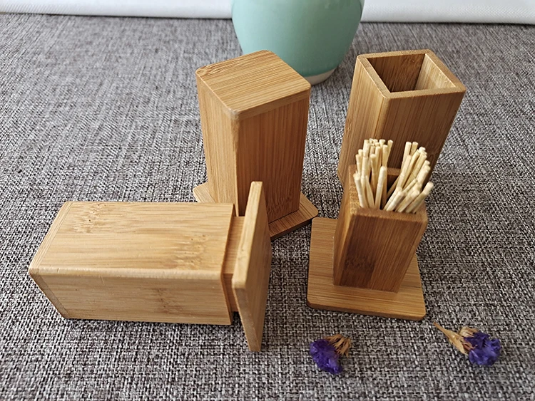 New high quality bamboo wood toothpick holder custom LOGO household toothpick box