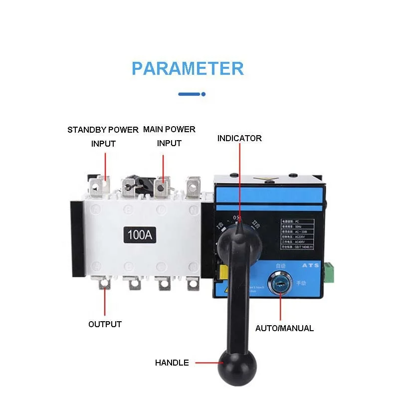 Dual Power Transfer Switch PC Ats-630a 4p Automatic Transfer Switch Generator Set Iri 4 Pole 100 Manual Transfer Switch 3 Ph