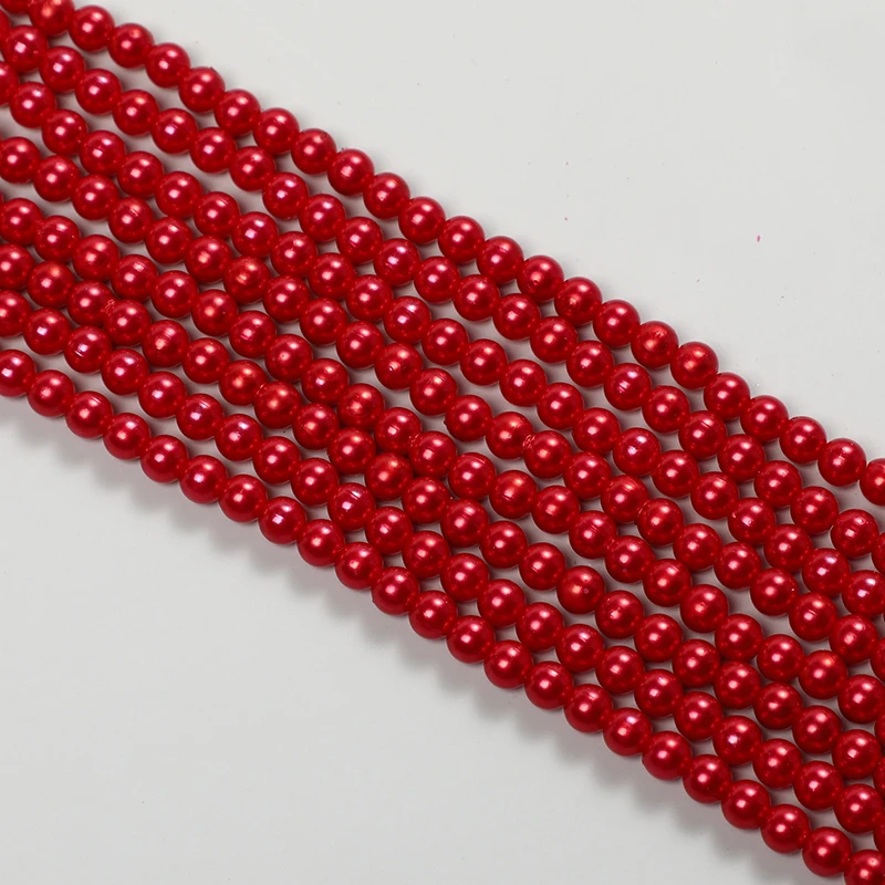 Hot Sale Red Color 6mm Round Imitation Plastic ABS Loose Pearl Round Beads for DIY Jewelry Making